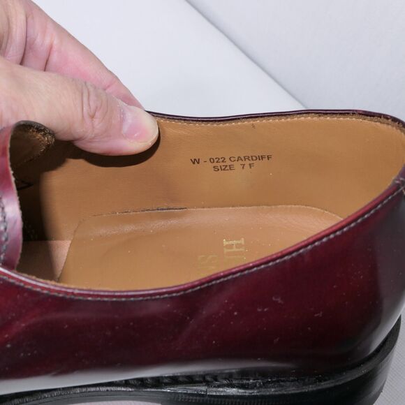 Herring Shoes UK Sz 7F US 8 Cardiff II Cherry Red Glossy Men's Strap Gold Buckle - Picture 5 of 12